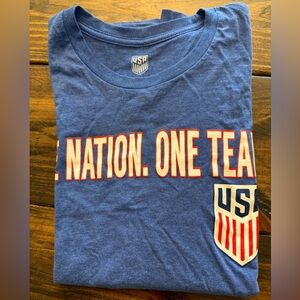 Active USA Blue Short Sleeve Graphic Tee with Red & White Accents (S)